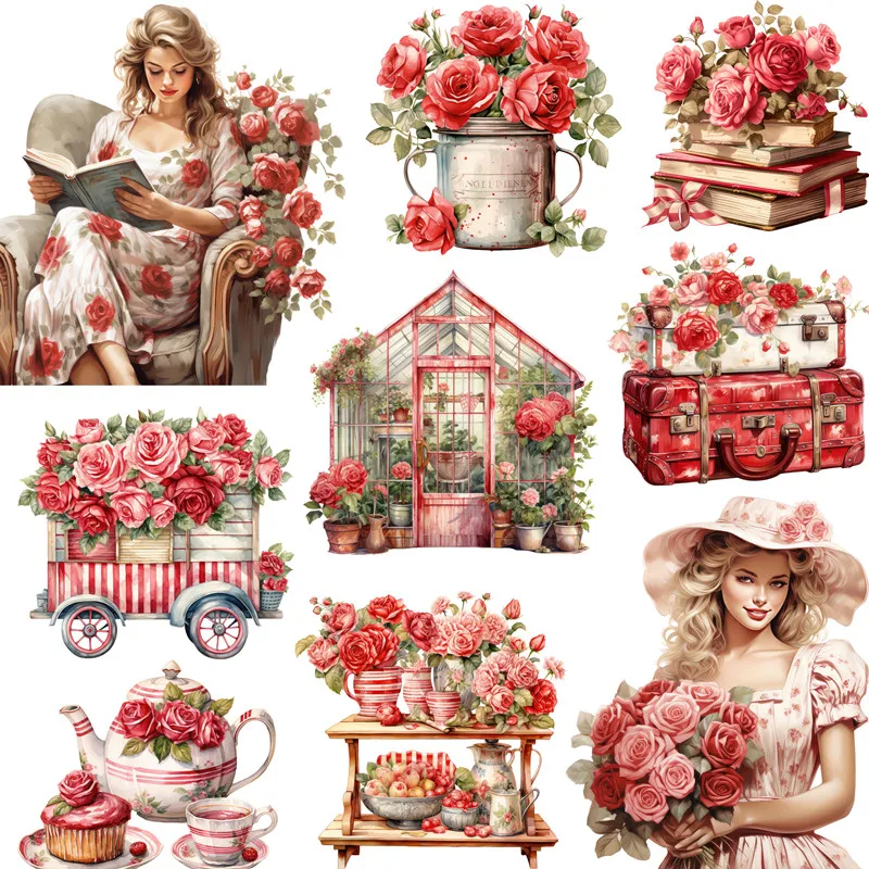 

20Pcs/Pack Rose Girl Sticker DIY Craft Scrapbooking Album Junk Journal Decorative Stickers