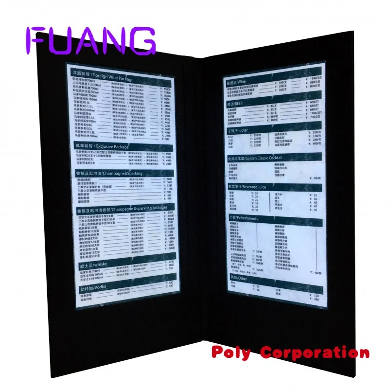 2 LED Panel Folding Black Lit Menu holder for Restaurant Cafe Club 8.5 x 11'' inserts