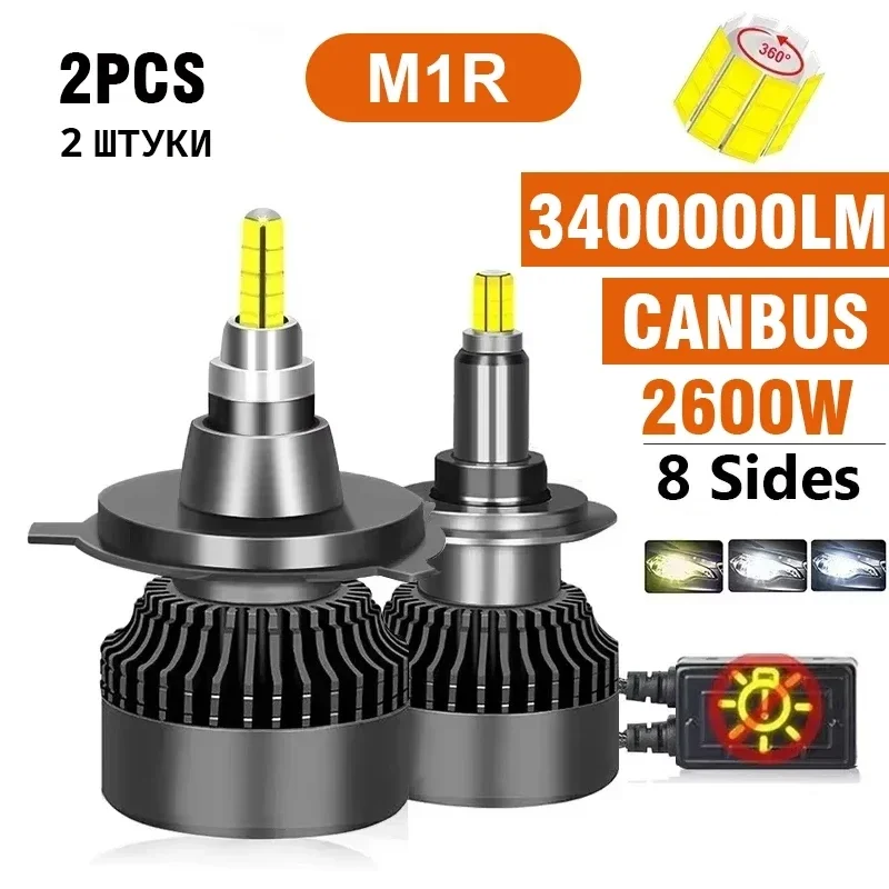 

PANDUK Canbus Автомобильная фара H4 LED H1 Лампа 3400000LM 2600W 360 H7 HB3 HB4 9012 HIR2 D1S D2S H11 9006 9005 Противотуманные фары 6000K 12V