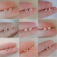 small delicate earrings 925 silver prevent allergy cutout calf for women student ear piercing stud earrings jewelry wholesale
