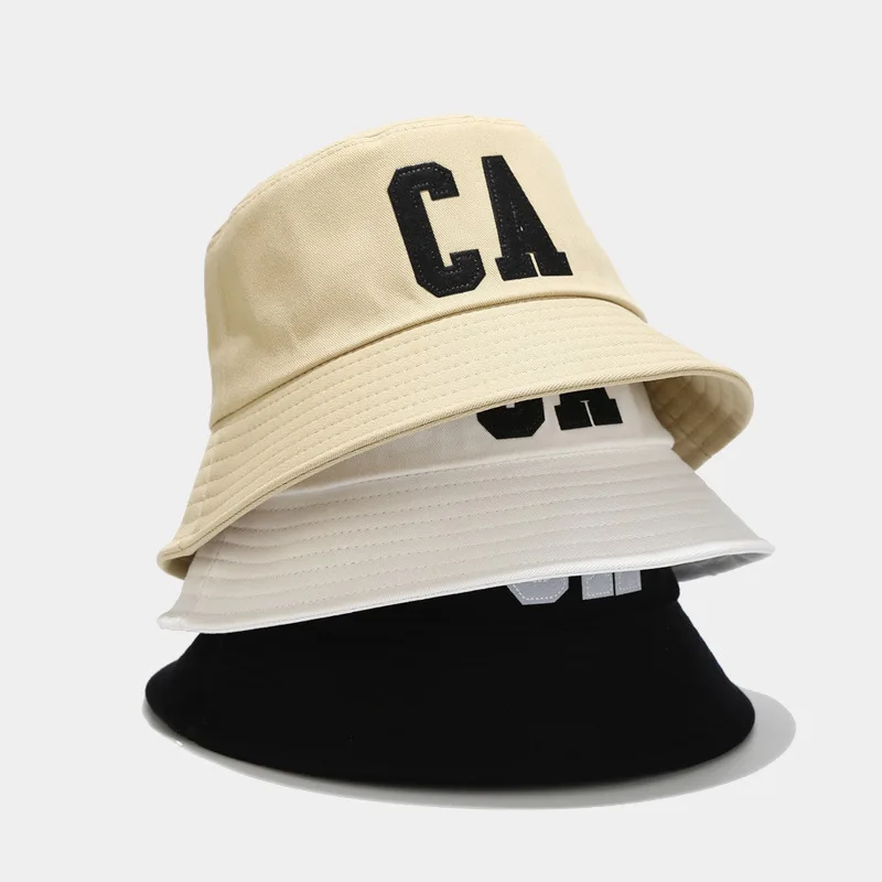 

2022 Fashion Cotton CA Letter Embroidery Bucket Hat Outdoor Travel Sun Cap Fisherman hat For Men Women