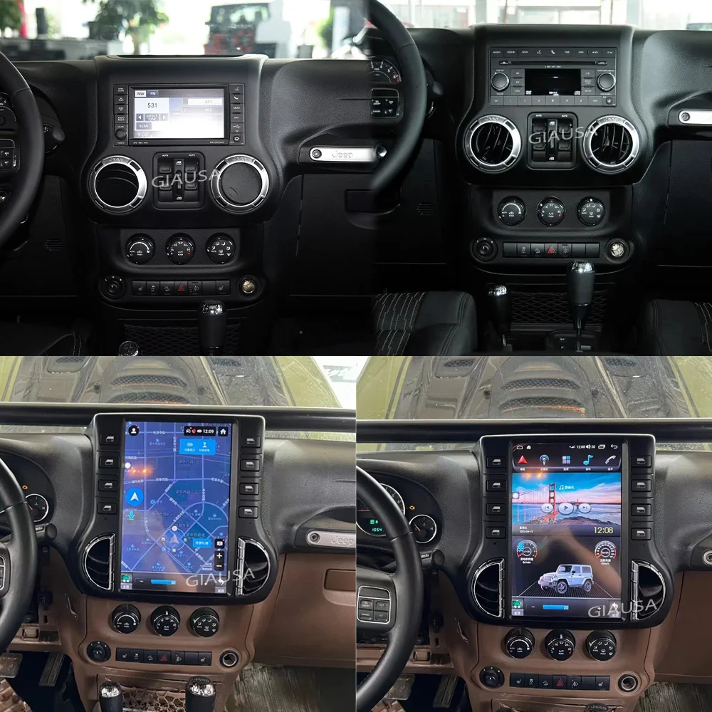 Автомобильный радиоприемник в стиле Tesla Android 13 для Jeep Wrangler 3 JK 2011-2017 мультимедийный