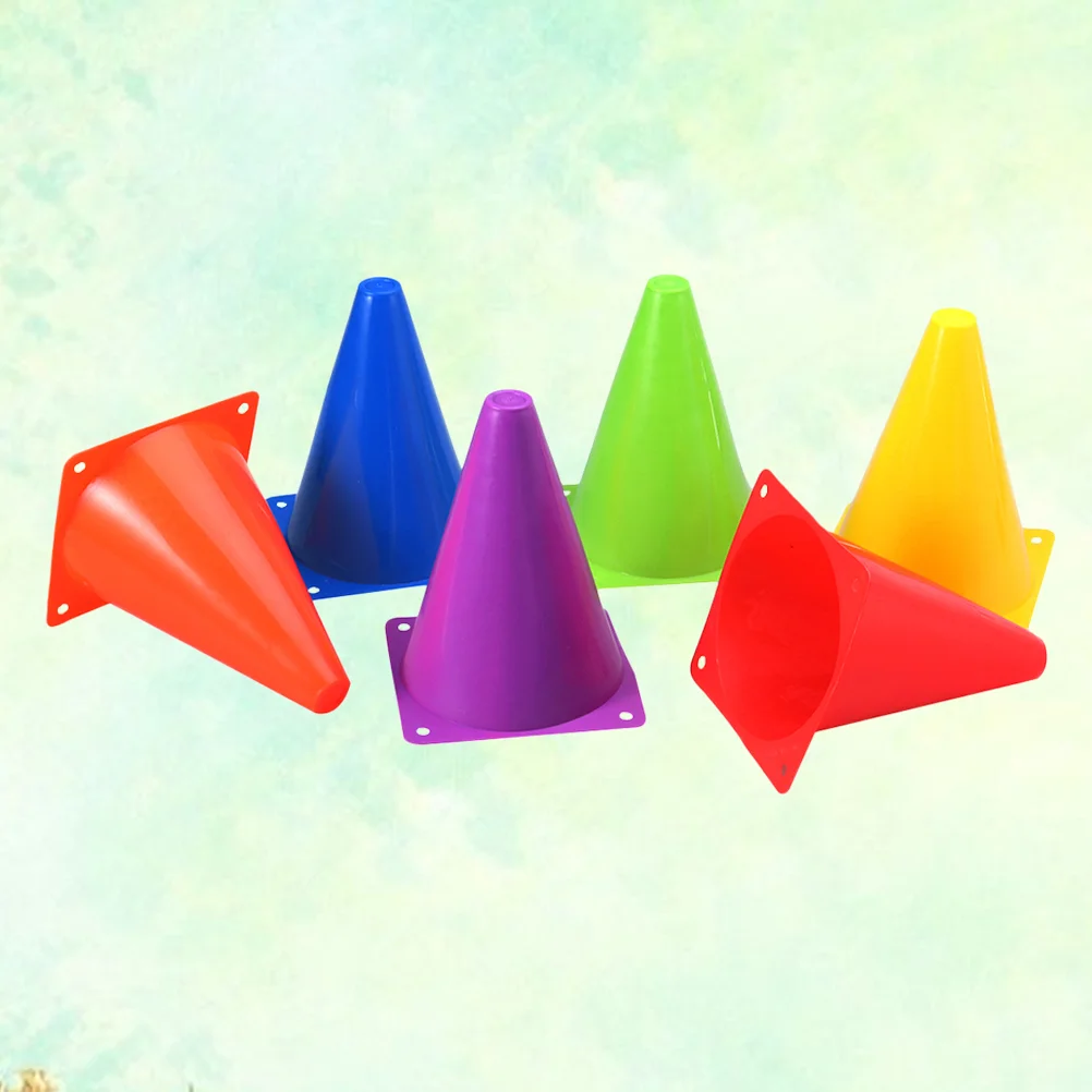 

12pcs 18cm Assorted Colors Multi-purpose Plastic Cone Physical Education Sports Training Gear Soccer Training Traffic Cones