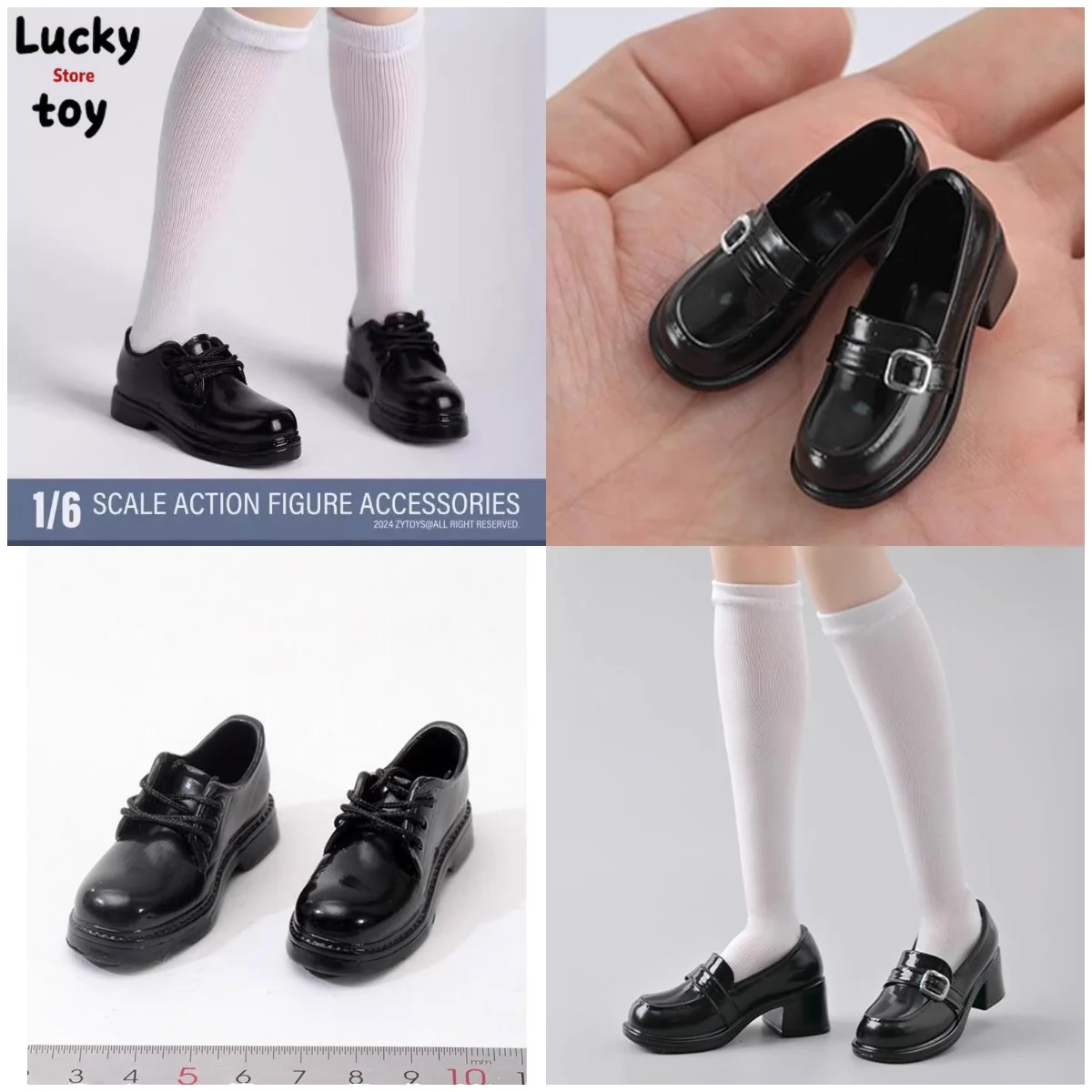 1/6 Женщина-солдат студентка обувь из искусственной кожи носки до середины икры
