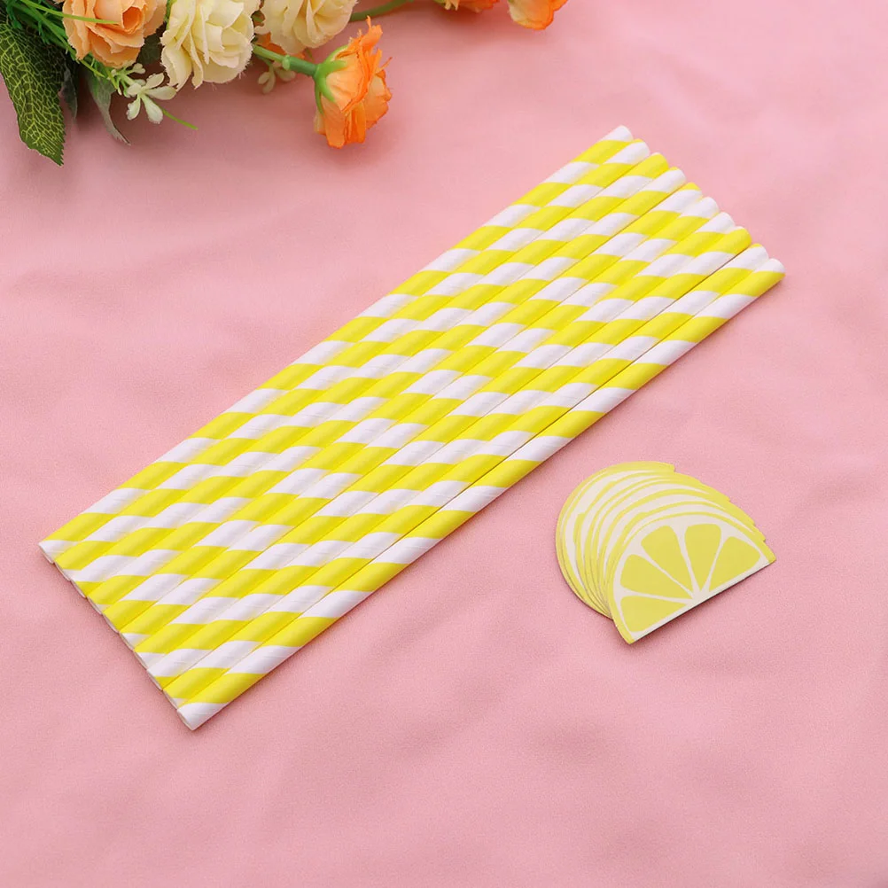 

30pcs Hawaii Lemon Fruit Paper Straws Party Supplies for Drinking
