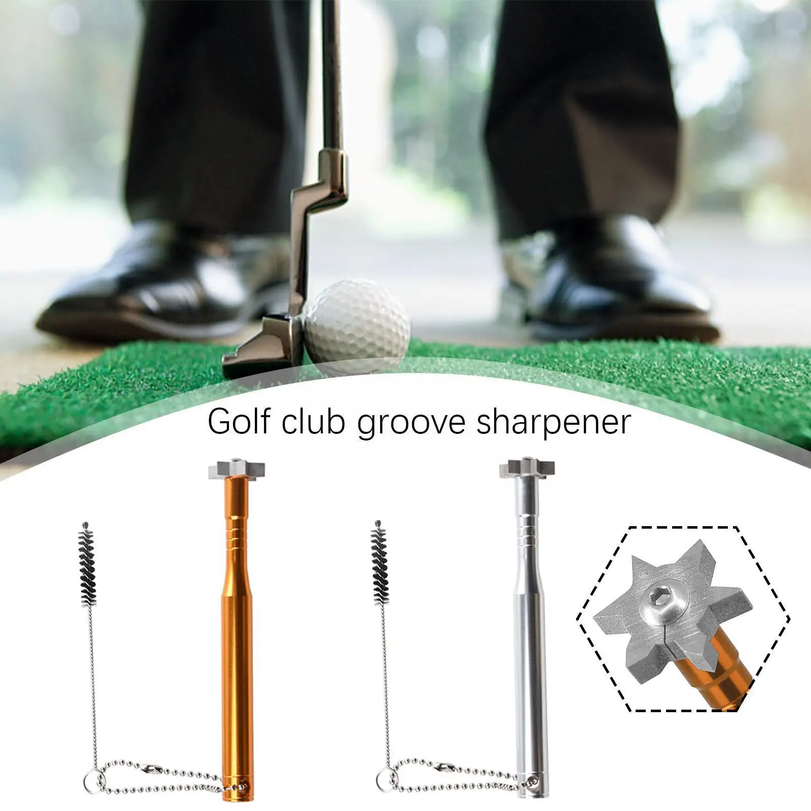 

Точилка для пазов с 6 головками-точилка для пазов для клюшек для гольфа, инструмент для шлифовки и очистки, для всех утюгов для шлифовки, Lob Ga ...