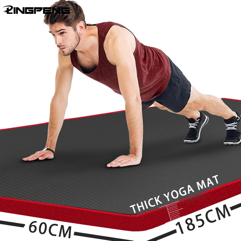 

185cm*60cm Larger Strengthen Edging Non-Slip Men's Fitness Mat High Density Exercise Yoga Mat For Gym Home Exercise Gymnastics