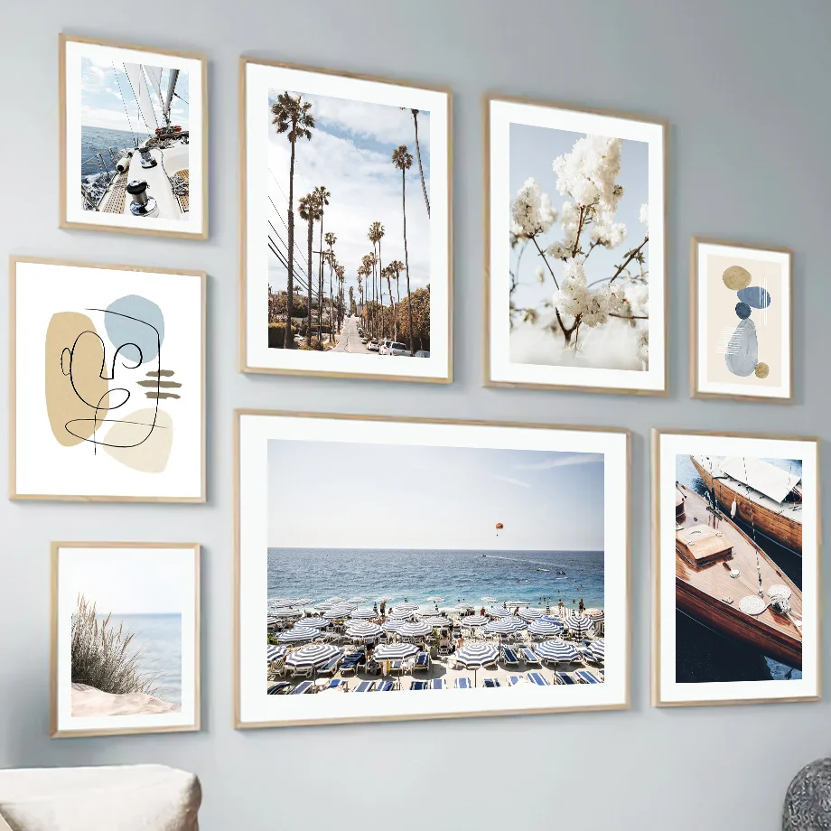 Морской пляж загорание Тропическое дерево цветок настенная живопись холст