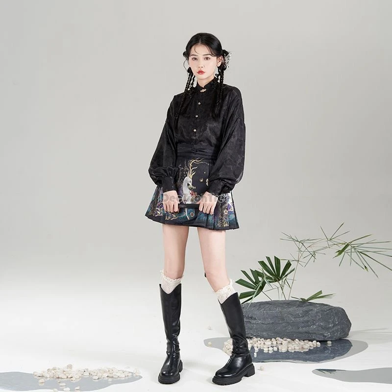 2024 Китайская Этническая юбка с принтом лошадиное лицо новая модная