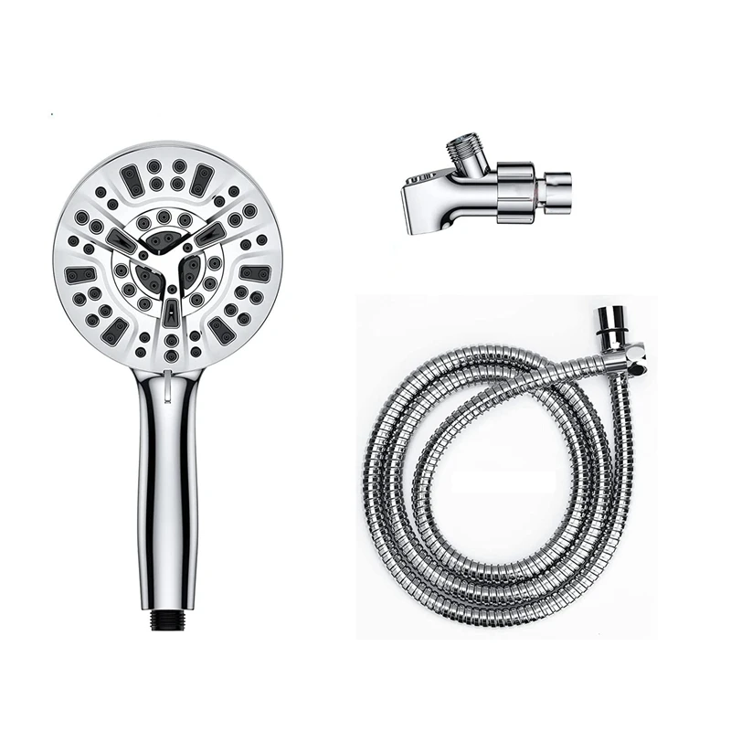 

High Pressure Shower Head, 5.04 Inch Detachable Showerhead Set With Stainless Steel Hose And Adjustable Bracket