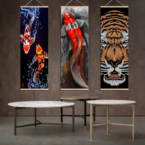 Современный светящийся постер в скандинавском стиле, Печатный холст с изображением рыб, тигра, индивидуальный художественный постер с распылителем для гостиной, прихожей, подвесное украшение для рисования
