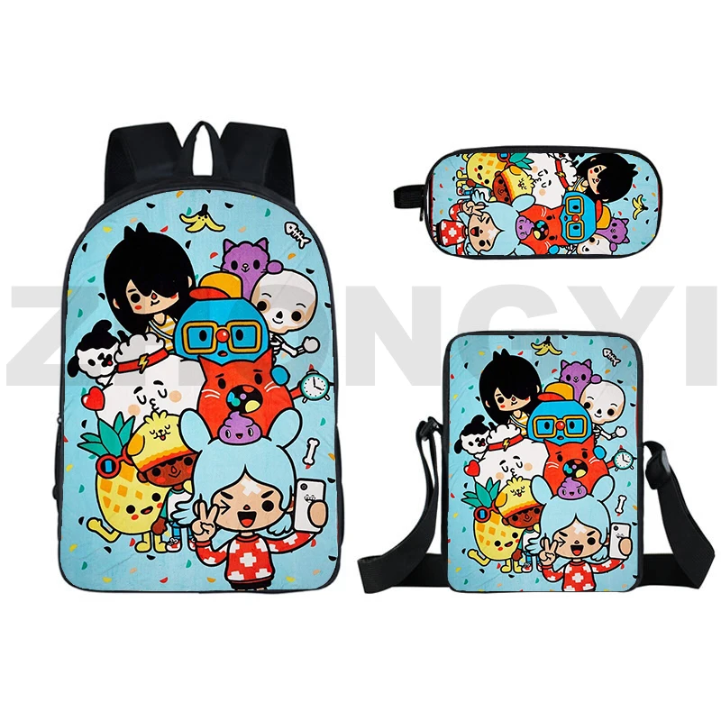 

New Arrival 3 Pcs/set Toca Boca 3D Backpack Toca Life World for School Teenage Girls Print Pattern Cartoon Computer Men Satchel