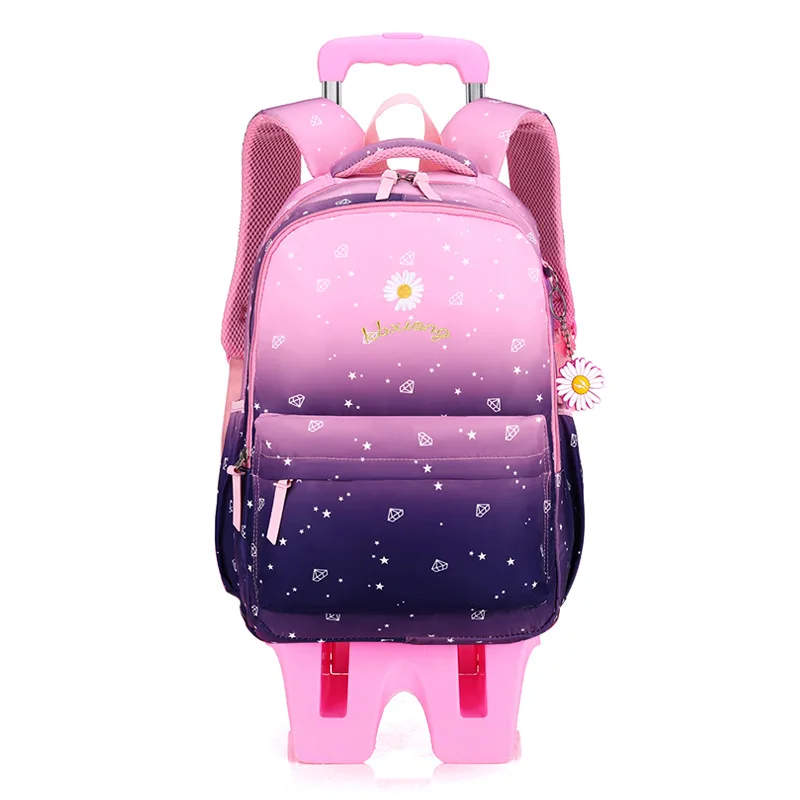 Removable wheels Kids school bags for girls Trolley Schoolbag Luggage Book Bag Backpack princess Children School Bags 2/6 Wheels