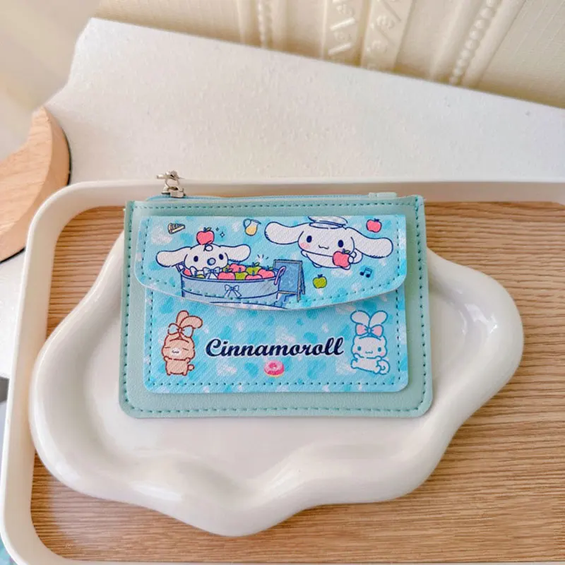 Sanrio аниме-сумка Hello Kitty Kuromi Cinnamoroll Kawaii кожаный женский кошелек для наличных и монет
