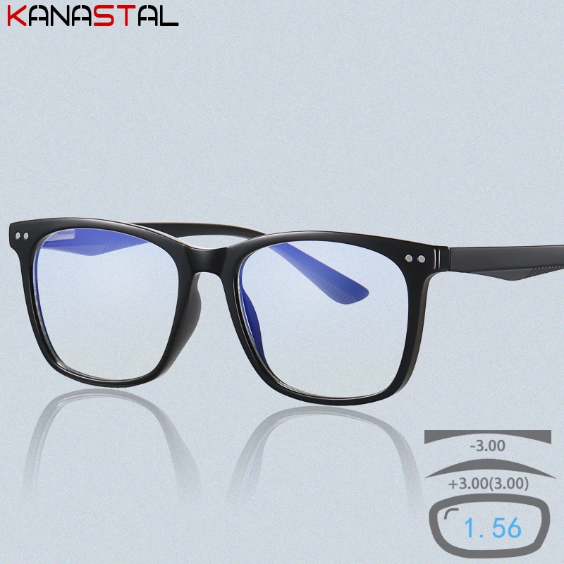 

Men's Blue Light Blocking Glasses Women Retro TR90 Square Reading Eyeglasses Frames Myopia CR39 Optics Lens Prescription Eyewear