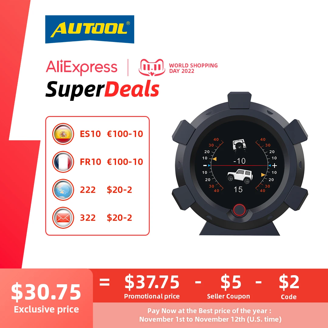 Продажа Автомобильный компас AUTOOL X95, горизонтальный инклинометр, спидометр PMH KMH, угол наклона и высоты