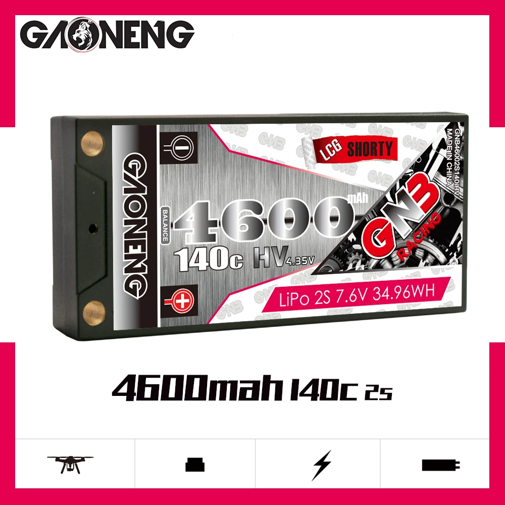 

Низкопрофильный Твердый чехол GAONENG GNB 4600 мАч 2S 7,6 в HV 140C/280C, аккумулятор 5,0 мм Bullet XT60 T EC5 для гоночного радиоуправляемого автомобиля, лодки