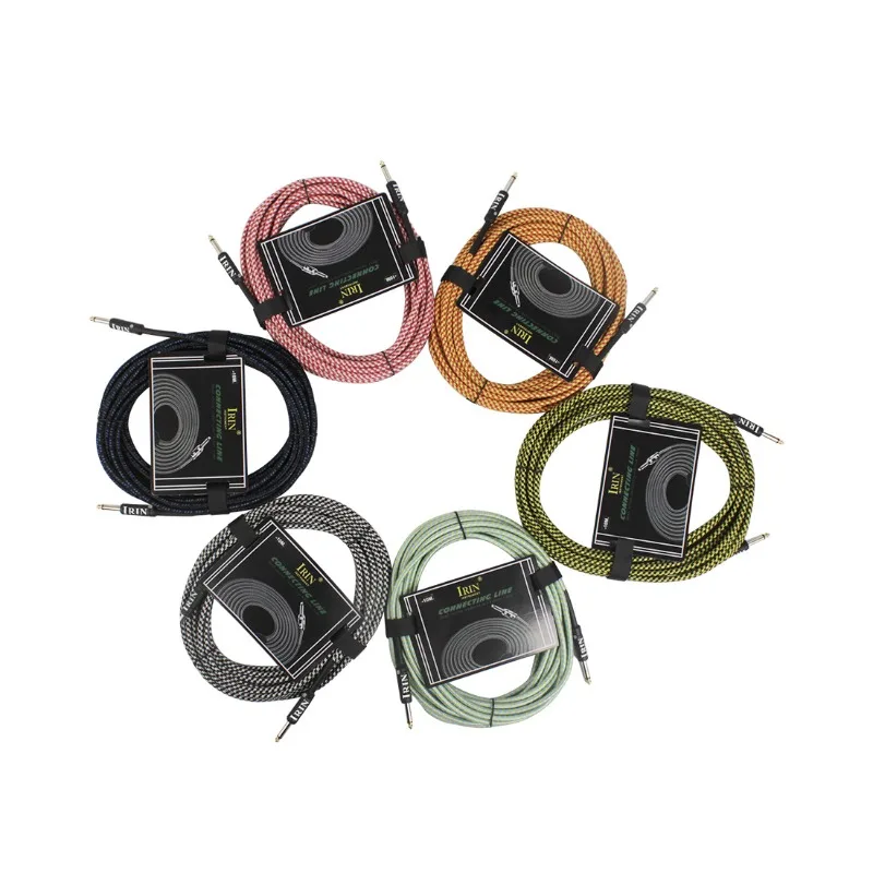 

IRIN 10 meter connecting wire guitar bass accessories nickel plated plug high shielding leather connecting wire musical instrume