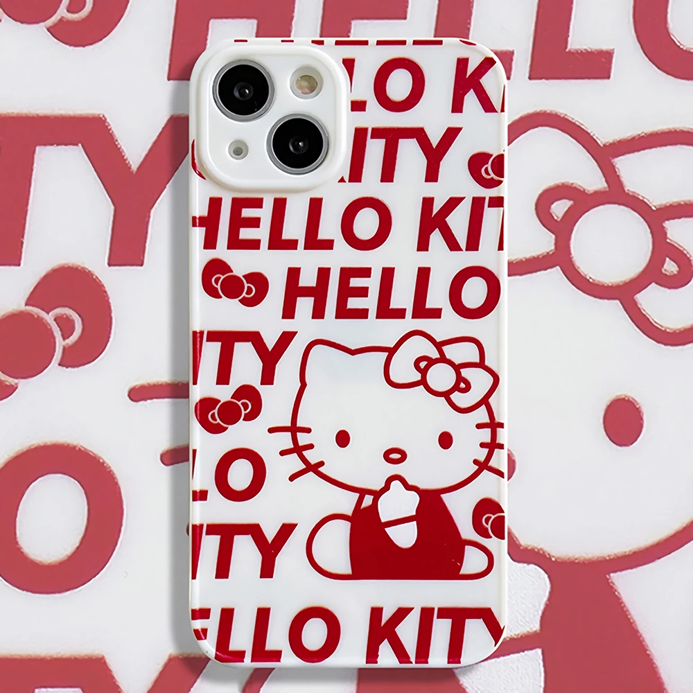 

Bandai Hot Hello Kitty Ins Style Phone Case For IPhone 13 12 11 Pro Max Xs X Xr 7 8 Plus Fashion BFF Soft Funda For Girls