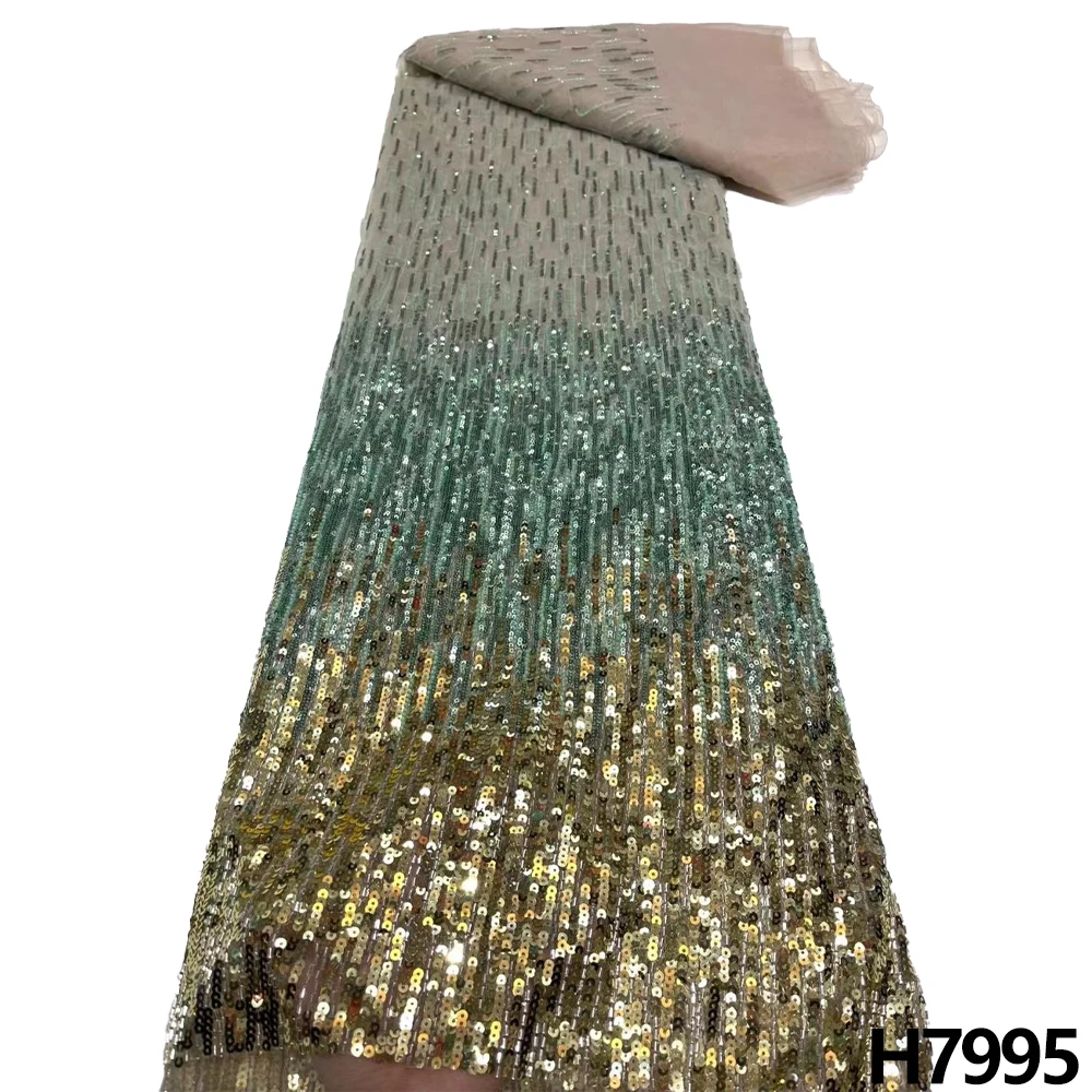 

HFX5 size high-quality French tulle mesh sequin fabric luxury handmade lace fabric African lace wedding dress