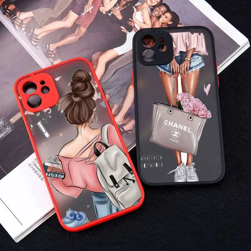 

Girls Best Friends Forever wallpaper Phone Case Red Color Matte Transparent For iPhone 13 12 11 Pro Max Mini X XR XS 7 8 Plus