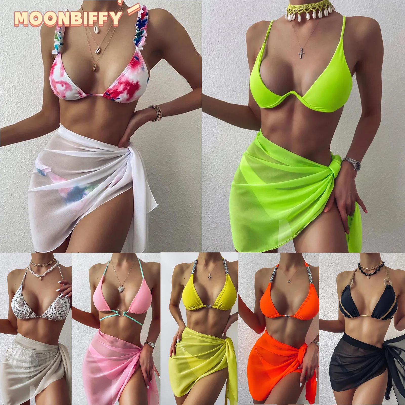 

Sexy Women Chiffon Swimwear Pareo Scarf Cover Up Wrap Kaftan Sarong Beach Wear Candy Color Bikinis Cover-Ups Skirts 2022
