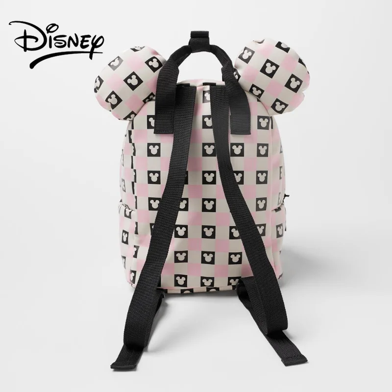 Disney Mickey Mouse Shoulder Backpack Pu Leather Children's Backpack Rubber Stamp Charm Fashion Popular for Girls Boys