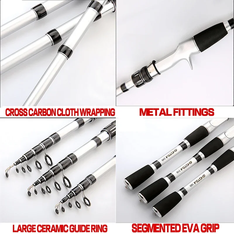 1 5-2 4 м Ультралегкая телескопическая удочка для заброса/спиннинга портативная