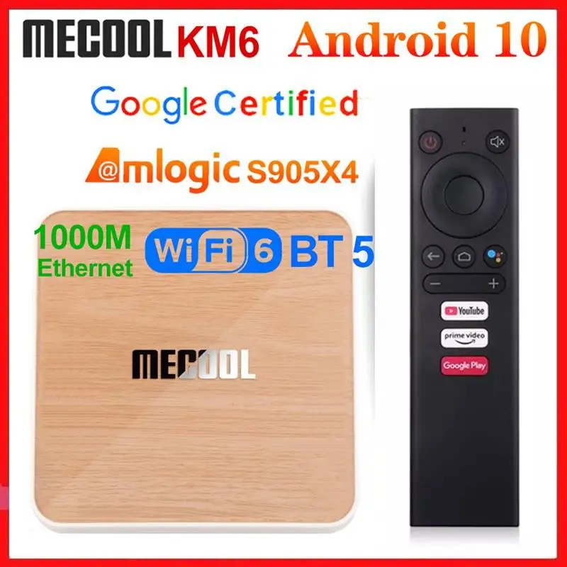 

Mecool KM6 Deluxe ATV Amlogic S905X4 Smart Android 10.0 TV Box 4GB RAM 64GB ROM 2.4/5G WiFi BT 4K Android 10 Set top Box 2G16G