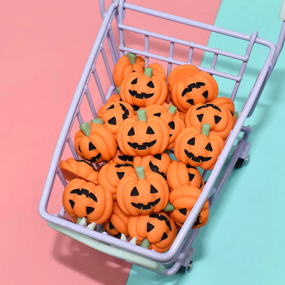 

50 Pcs Decor Mini Pumpkin Tiny Charm Charms Kettle for Crafts Resin Embellishment Bulk
