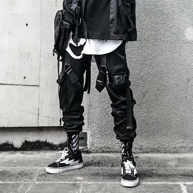 

Streetwear Trendy Cargo Pants Men Joggers Harajuku Fashion Japanese Style Casual Punk Goth Clothes Hip Hop Black Sweatpants