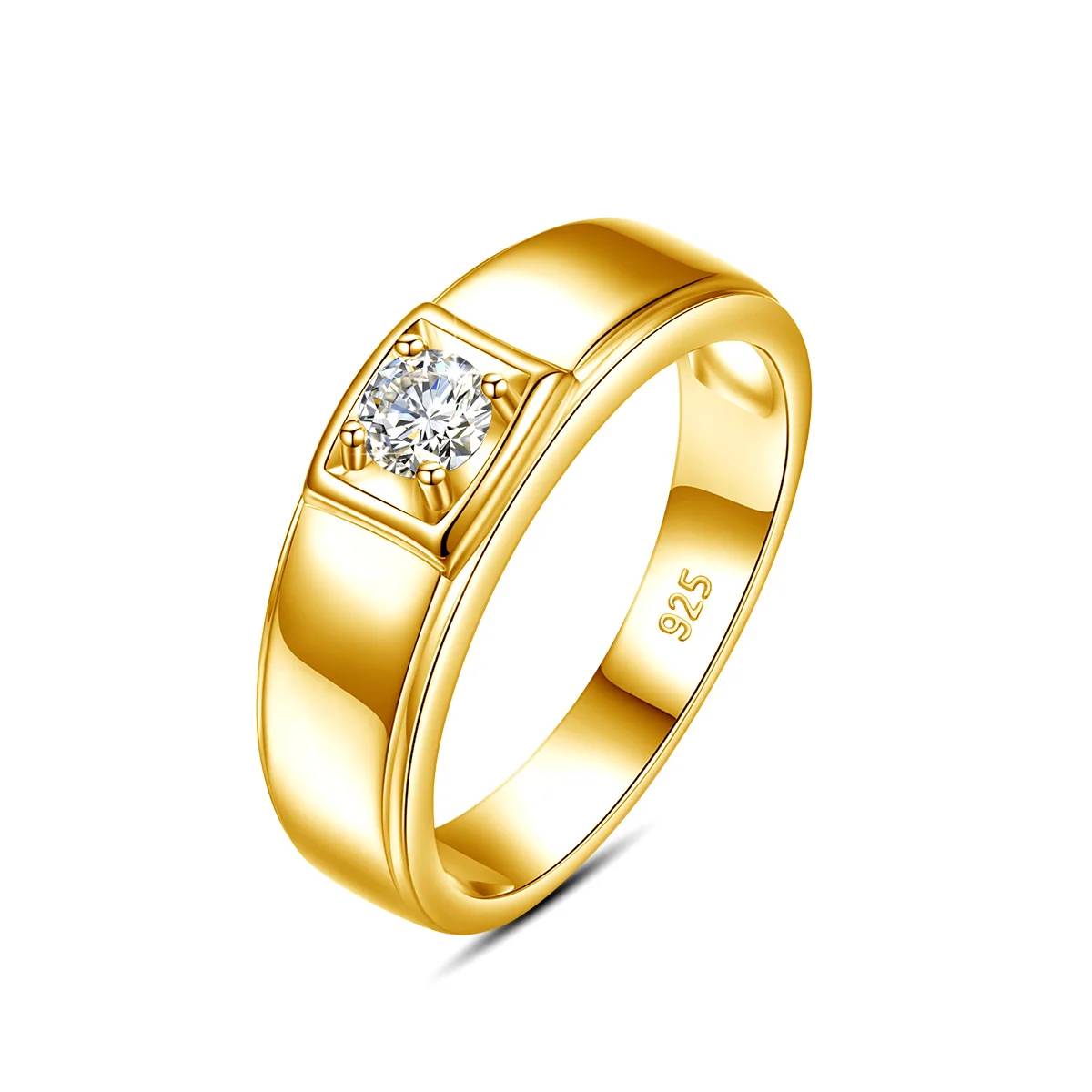 

Szjinao Real 14K 18K Yellow Gold 0.4ct Moissanite Ring For Men Solitaire Diamond Halo Rings Luxury Wedding Jewelry Mens Gift Hot