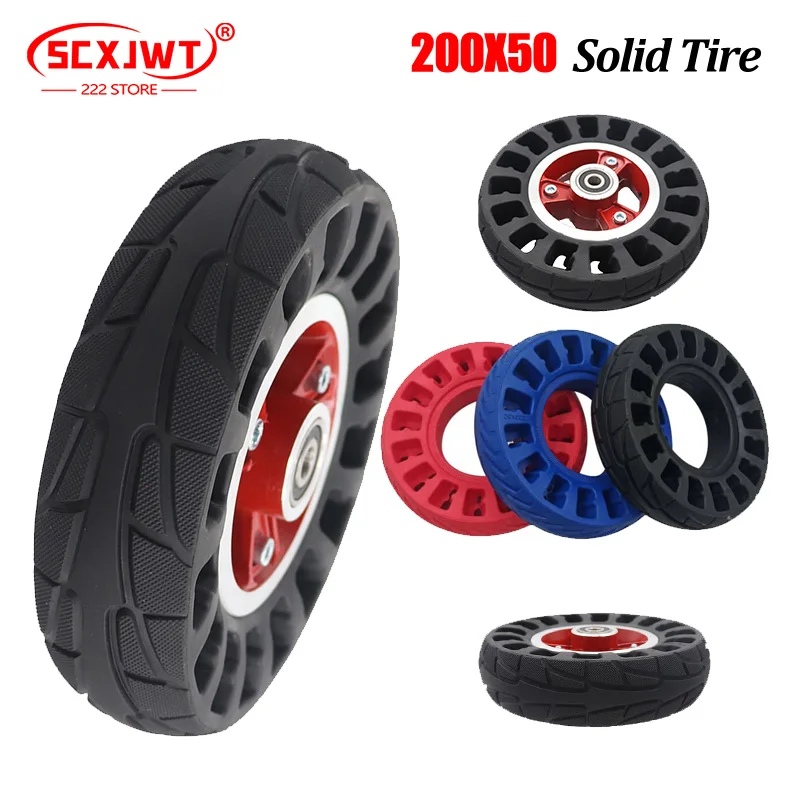 

200x50 Solid Tire Wheels for 8 Inch Electric Scooter Wheels 200x50 Non-pneumatic Tires with Alloy Rims Wheel Accessories