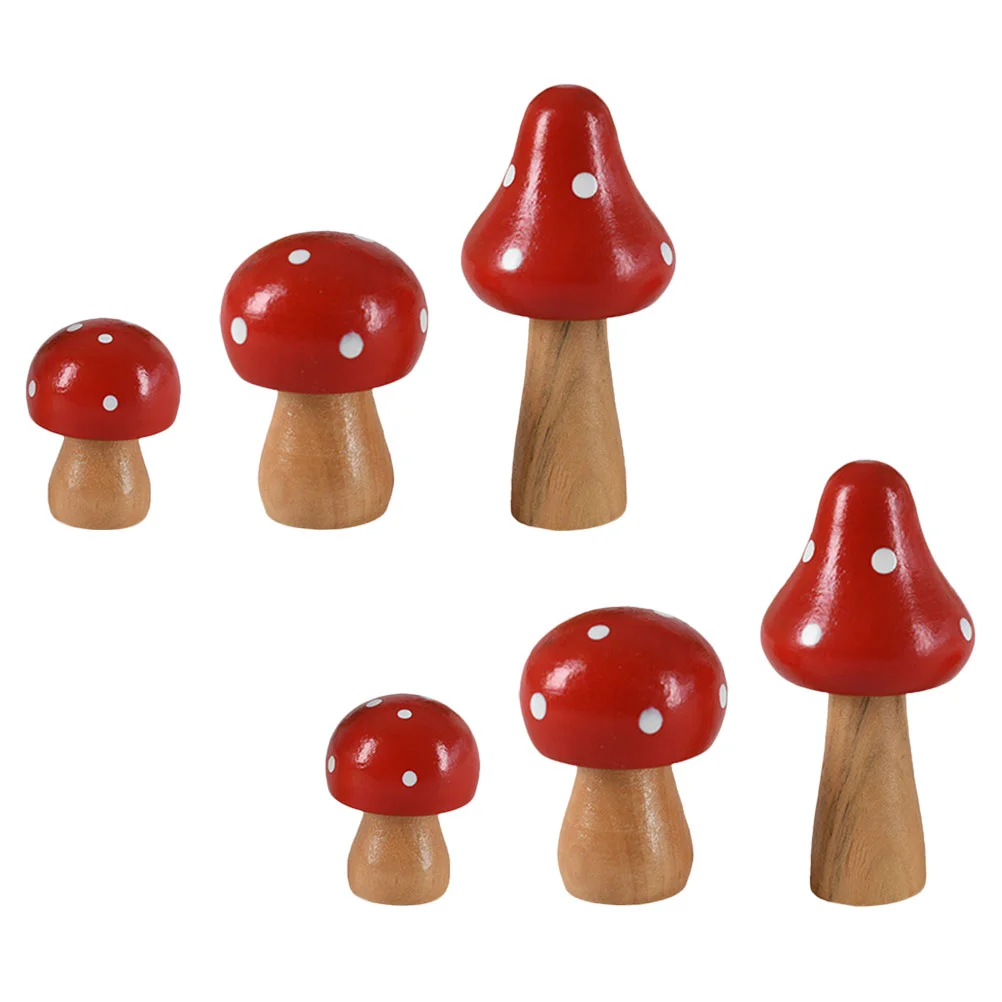 

Mushroom Mushrooms Decor Mini Decorations Garden Accessories Figurines Wooden Party Cake Crafts Miniature Outdoor Fairy Wood