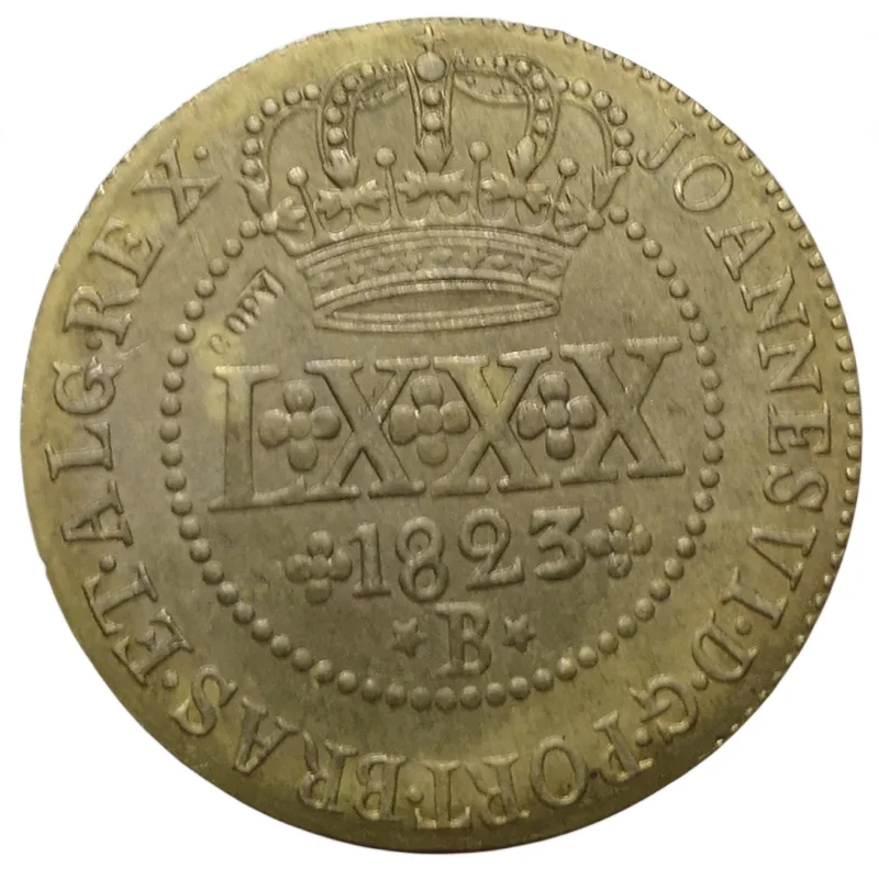 

Медная копия монеты 1823-B, Бразилия, 80 рейс-Joao VI
