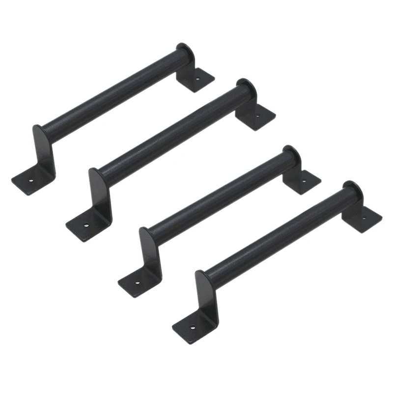 

4Pcs Black Carbon Steel Sliding Barn Door Pull Handle For Sliding Barn Door Garden Gates Garages Hardware Kit