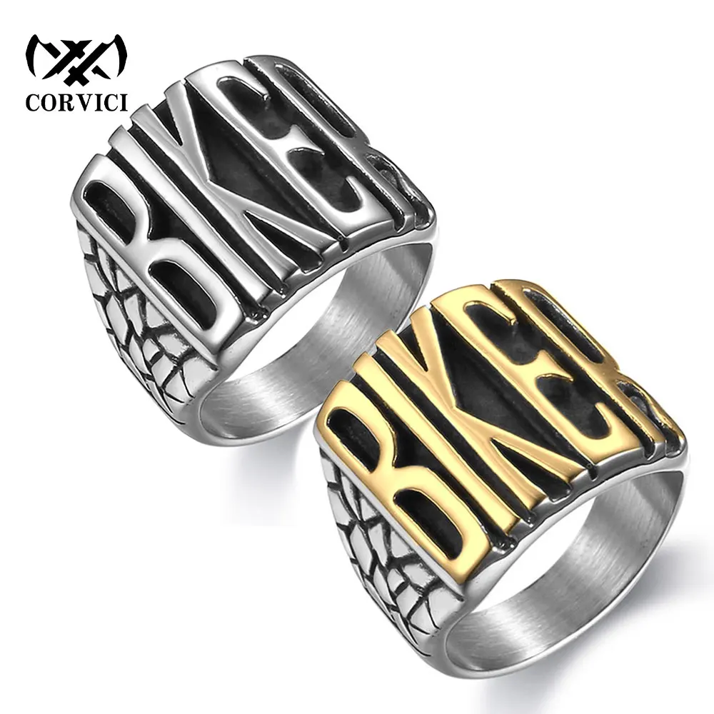 

CORVICI Brand Letter Punk Vintage Gothic Aesthetic Retro Stainless Steel Biker Accessories Jewelry Rings for Women Men