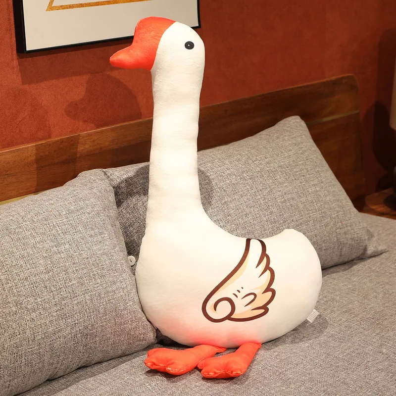 

Детская гусиная плюшевая кукла, мягкие игрушки, белая милая детская подушка креативной формы, украшение для дома
