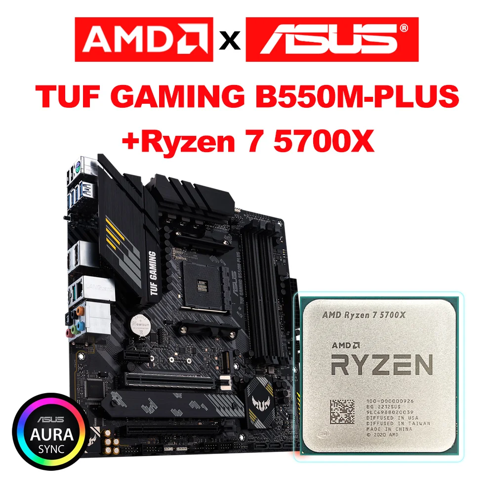 

AMD New Ryzen 7 5700X+ASUS TUF GAMING B550M-PLUS Motherboard Micro-ATX B550M AMD B550 DDR4 4800(OC) MHz 128G M.2 SATA Socket AM4