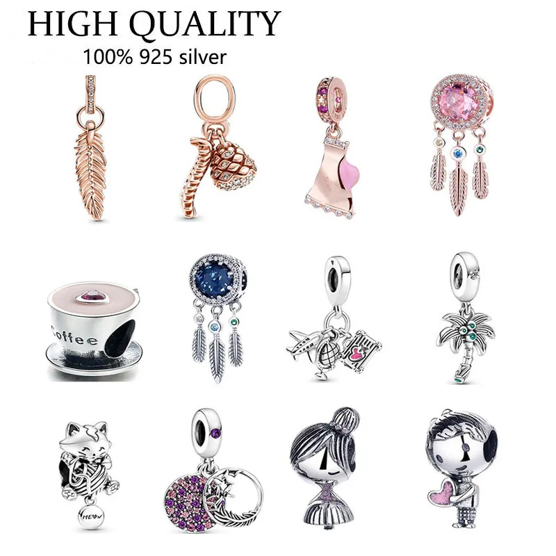 

Authentic 925 Sterling Silver Dream Catcher Coffee Cup Boy Charm For Original Pandora Women's Bracelet Necklace