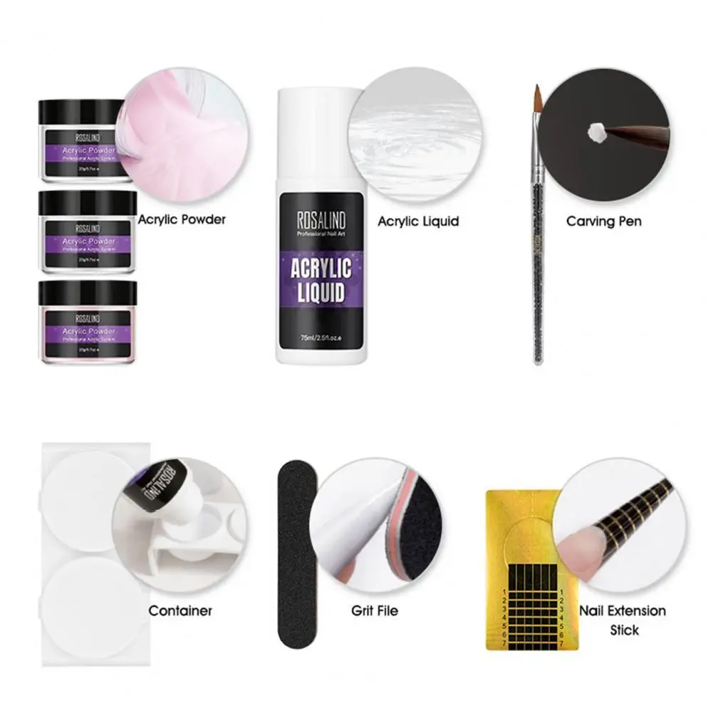 

Adhesive Gel Carved Nail Art Nail Acrylic Glitter Powder Kit for Beginner