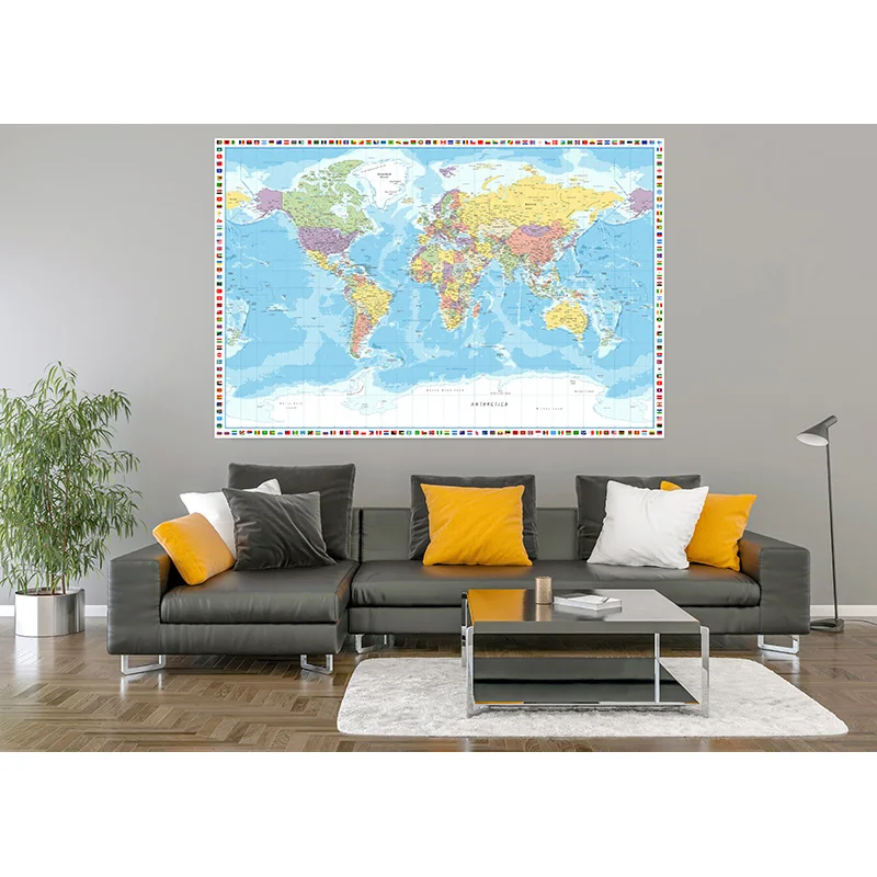 

Vinyl Photography Backdrops Props Physical Map of The World Vintage Wall Poster Home School Decoration Baby Background DT-04