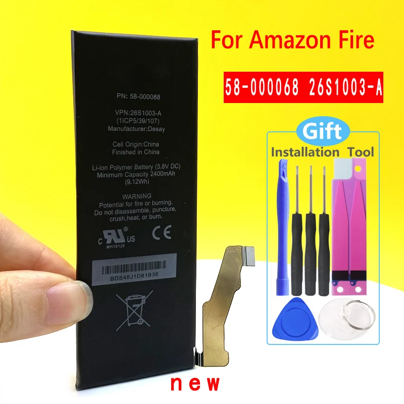 Новый 58-000068 26S1003-A аккумулятор для Amazon1 Fire 2400 мАч высокого качества с номером отслеживания