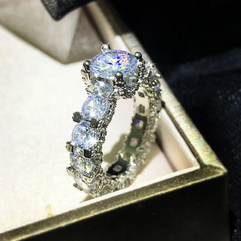 

Лидер продаж, преувеличенное свадебное банкетное роскошное циркониевое круглое классическое обручальное кольцо 925, сверкающие бриллианты,...