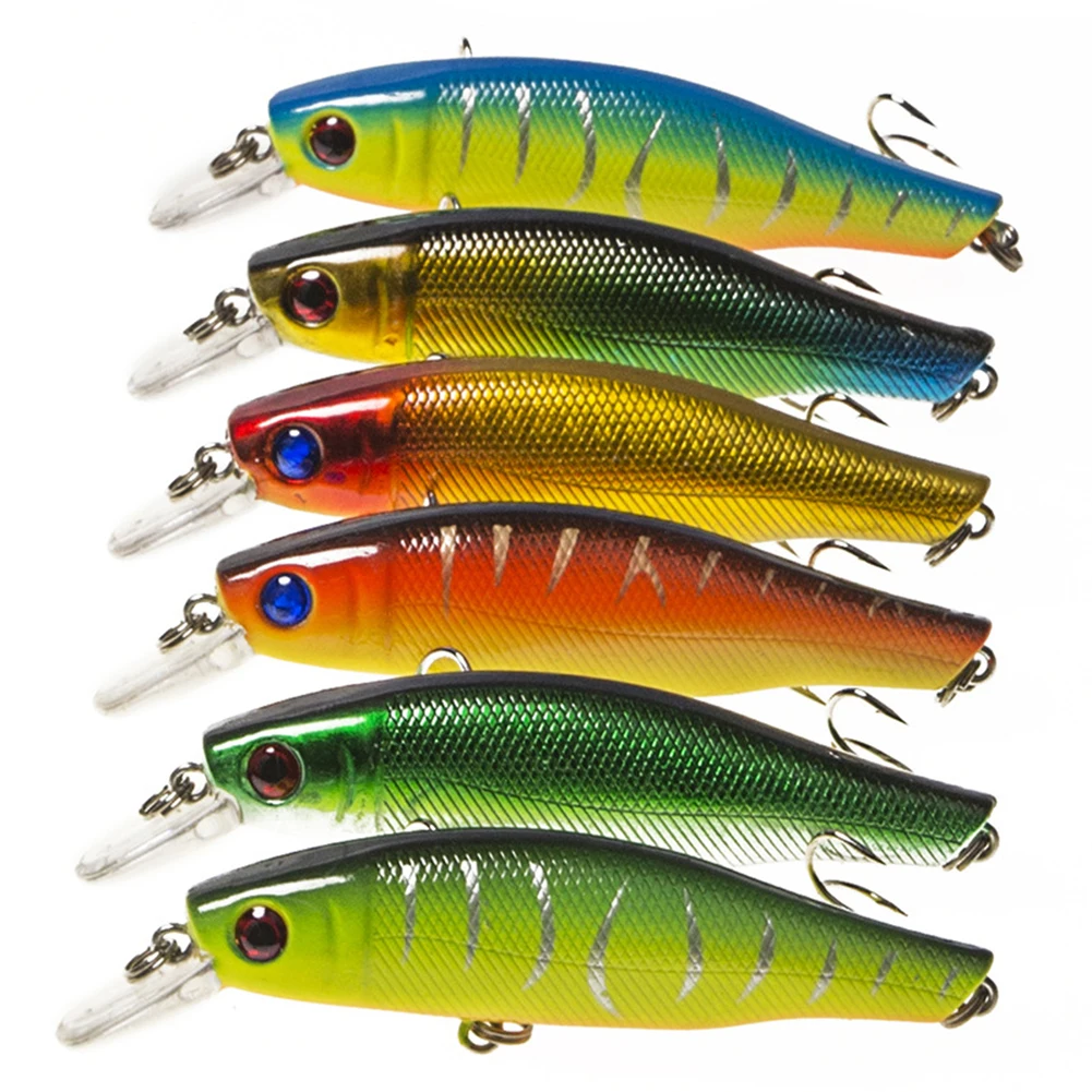 

8.5cm/9.5g Fishing Bait Floating Minnow Lure Fake Bait Hard Bait Fish Hooks Floating Water With Ring Beads Wave Squatting