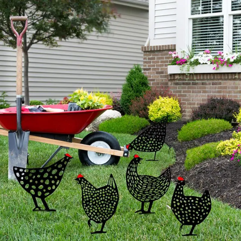 

Garden Ornaments Acrylic Chicken Yard Art Garden Statues Backyard Lawn Stakes Plastic Hen Yard Decor Creative Outdoor Garden