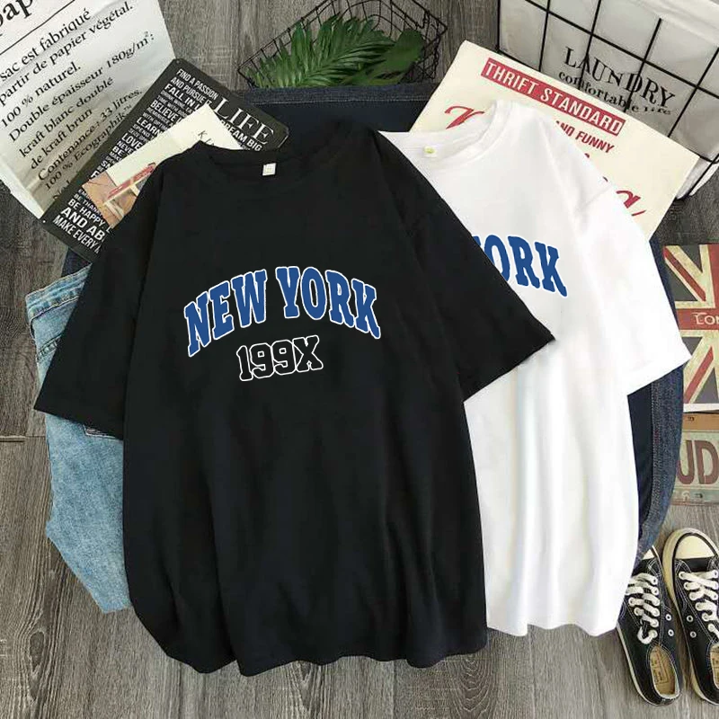 

Fashion Women T Shirts New York Short Sleeve Tshirt USA Letter Print Women Graphic Tee Shirt Summer Y2k Casual Oversized T Shirt