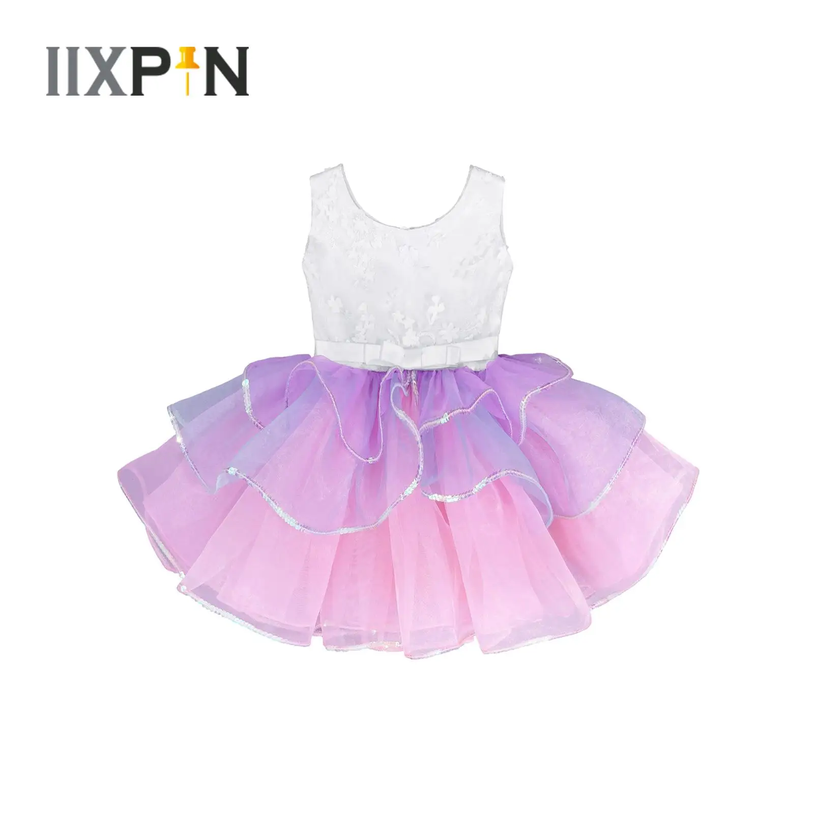 

#3M-24M Baby Girls Princess Dress Sleeveless Tiered Skirt Shiny Fluffy Party Dress for Wedding Birthday Christening Baby Shower