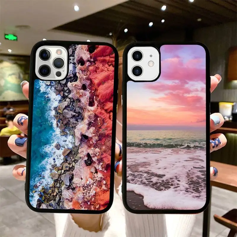 

Ocean Beach Phone Case Silicone PC+TPU Case for iPhone 11 12 13 Pro Max 8 7 6 Plus X SE XR Hard Fundas