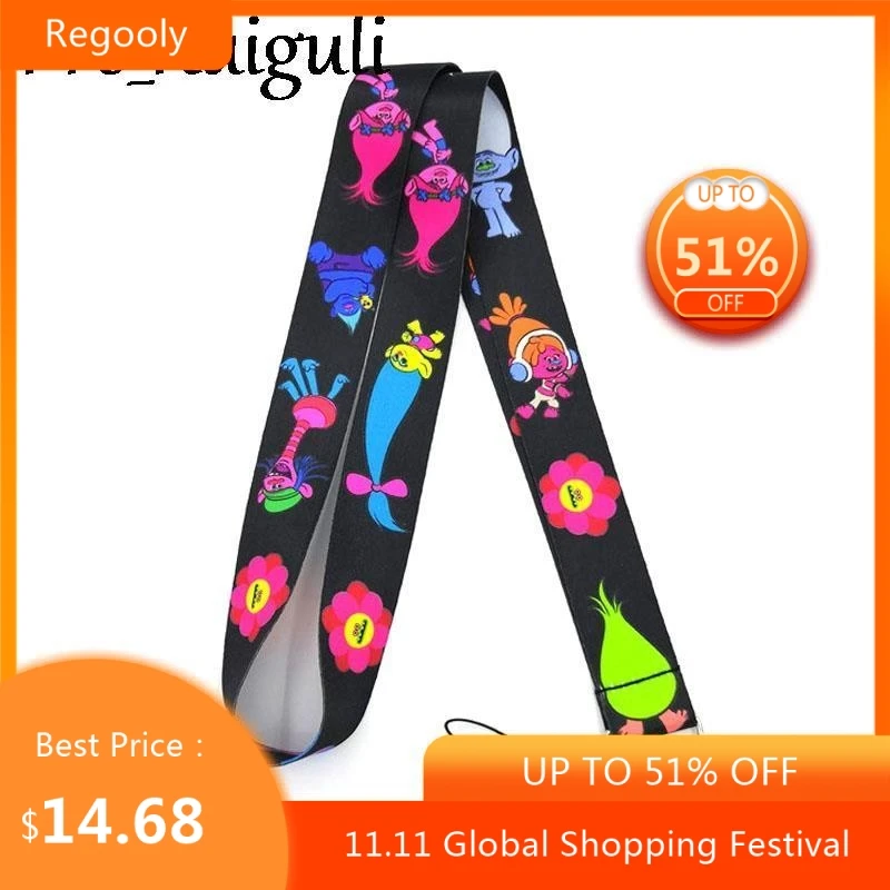 

30pcs TROLLS cartoon anime Neck Strap Lanyard keychain Mobile Phone Strap ID Badge Holder Key Chain Keyring cosplay Accessories